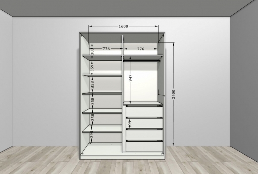 Шкаф-купе NOVA – цвет White base-Bianco (Белый базовый-Бьянко) 4